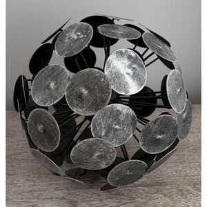 Modern Sculptural Metal Sphere Industrial Home Decor Silver Black Orb